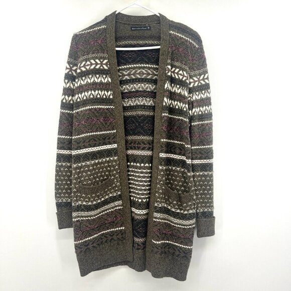 Abercrombie and Fitch Fair Isle Open Front Cardigan Women's XS - Picture 1 of 6